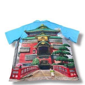 Her Universe Studio Ghibli Spirited Away Bathhouse Bridge Woven Button-Up Sz XL